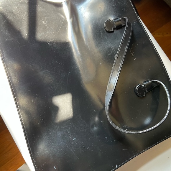 Vintage Furla Leather Tote Y2K Embroidered Swirls - Picture 5 of 10